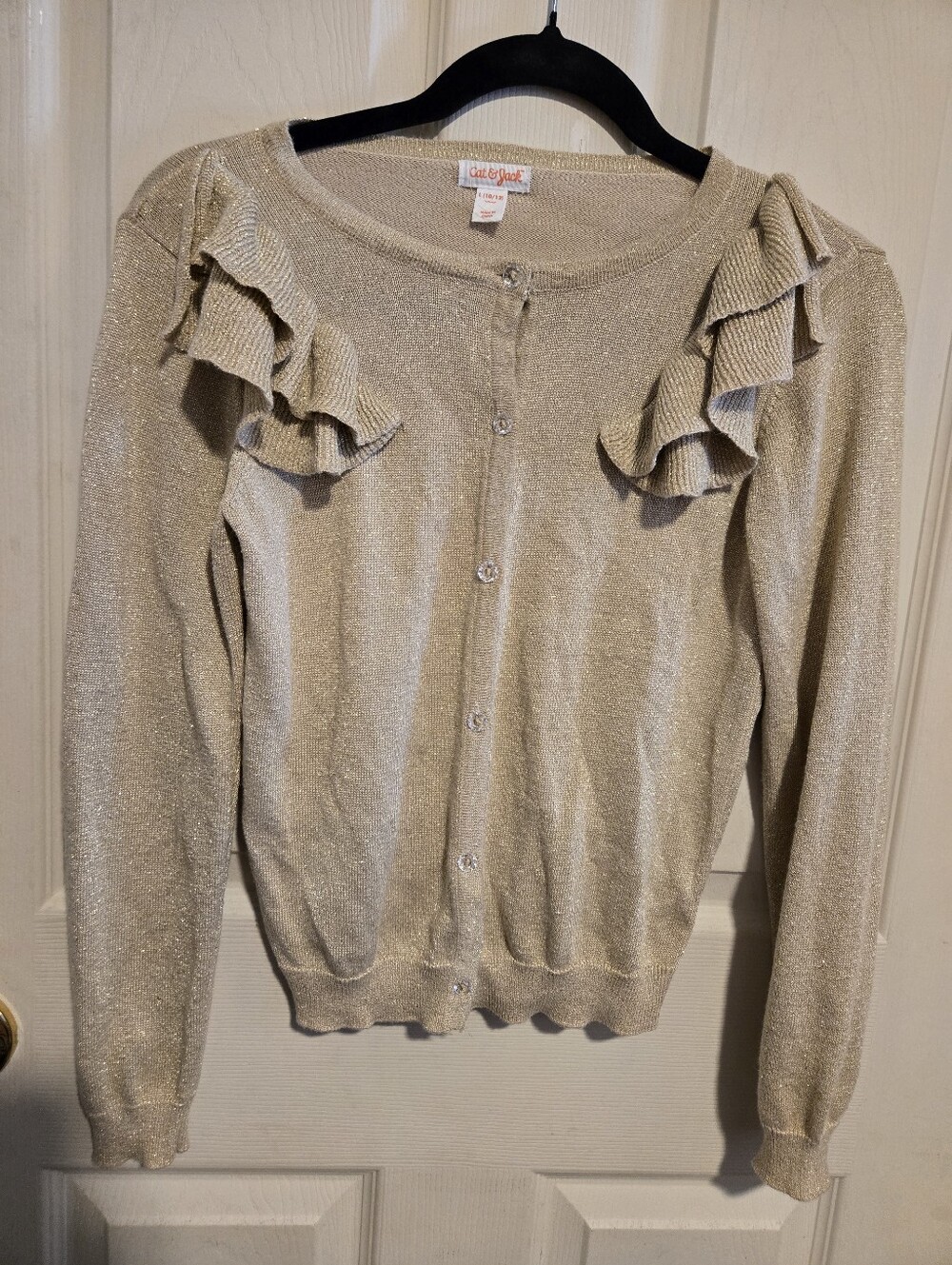 Girls Cat & Jack Gold Ruffle-Shoulder Cardigan
